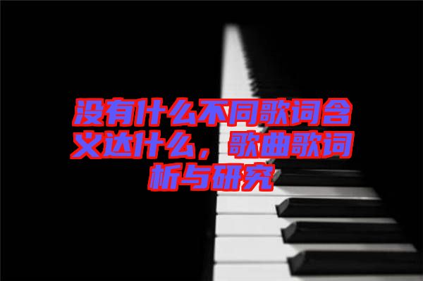 沒有什么不同歌詞含義達(dá)什么，歌曲歌詞析與研究