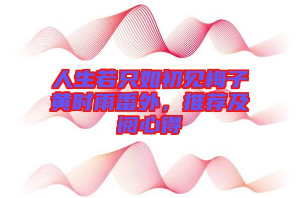 人生若只如初見梅子黃時雨番外，推薦及閱心得