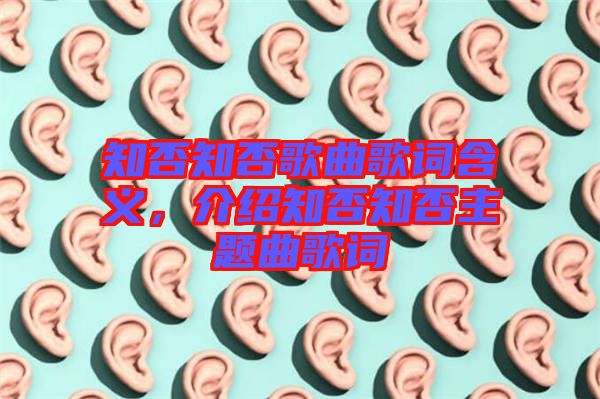 知否知否歌曲歌詞含義，介紹知否知否主題曲歌詞