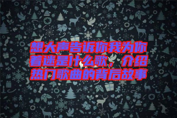 想大聲告訴你我為你著迷是什么歌，介紹熱門歌曲的背后故事