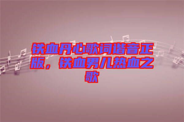 鐵血丹心歌詞諧音正版，鐵血男兒熱血之歌