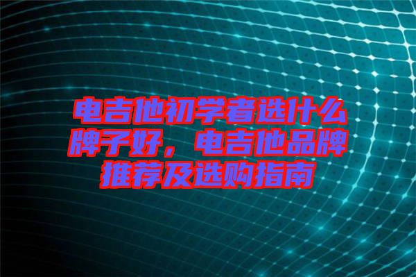 電吉他初學者選什么牌子好，電吉他品牌推薦及選購指南