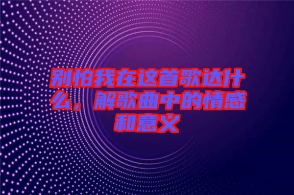 別怕我在這首歌達(dá)什么，解歌曲中的情感和意義