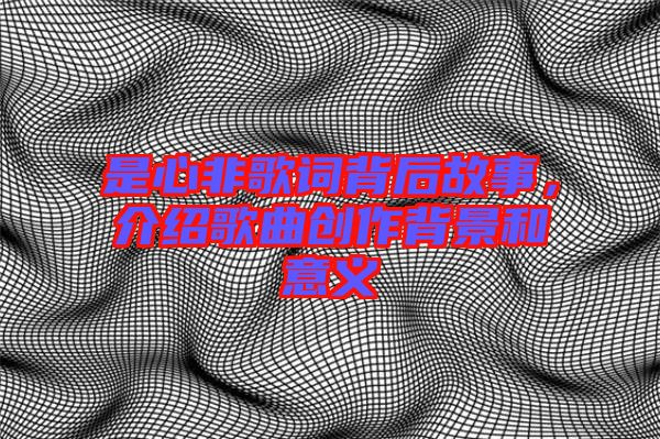 是心非歌詞背后故事，介紹歌曲創作背景和意義