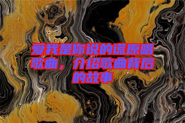 愛我是你說的謊原唱歌曲，介紹歌曲背后的故事