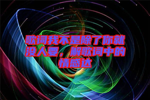 歌詞我不是除了你就沒人要，解歌詞中的情感達