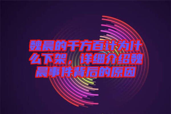 魏晨的千方百計為什么下架，詳細介紹魏晨事件背后的原因