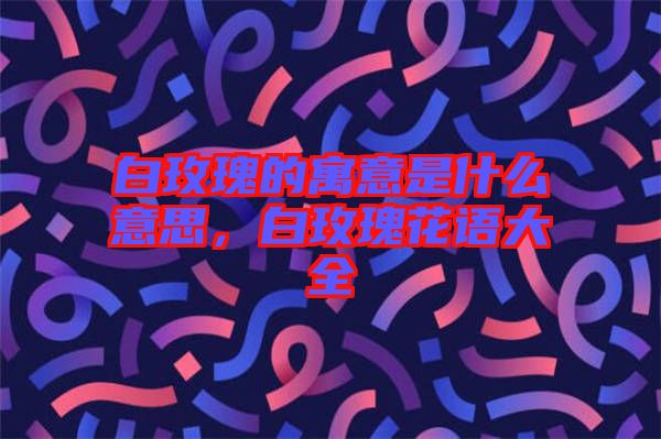 白玫瑰的寓意是什么意思，白玫瑰花語大全