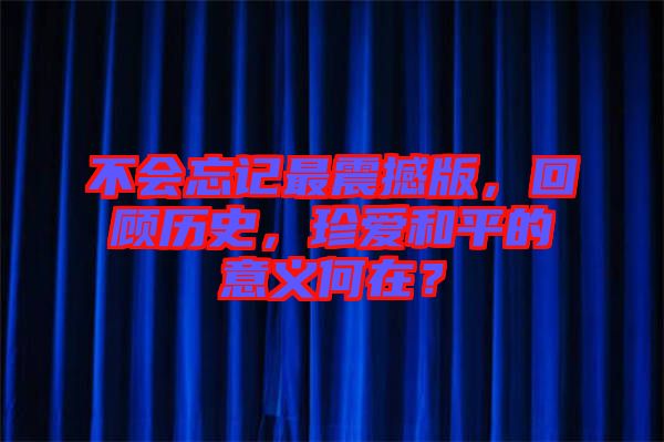 不會忘記最震撼版，回顧歷史，珍愛和平的意義何在？