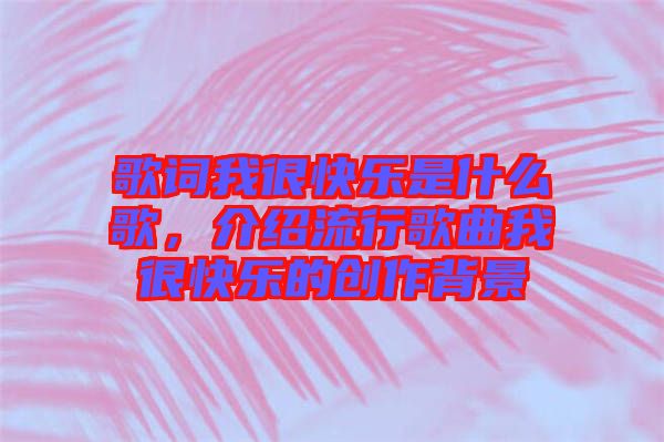 歌詞我很快樂是什么歌，介紹流行歌曲我很快樂的創作背景