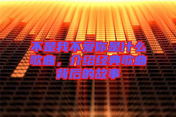 不是我不愛你是什么歌曲，介紹經典歌曲背后的故事