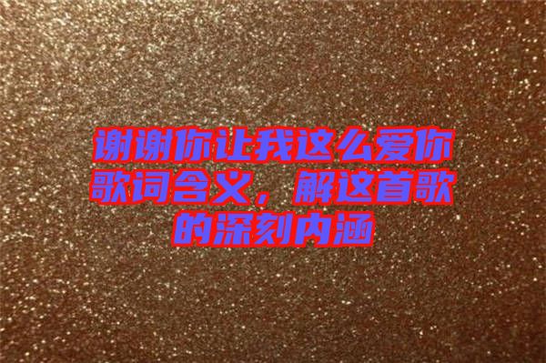 謝謝你讓我這么愛你歌詞含義，解這首歌的深刻內涵