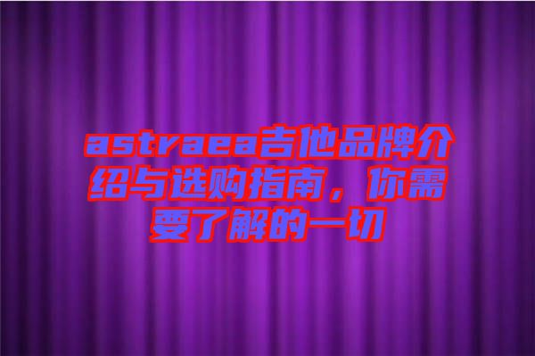 astraea吉他品牌介紹與選購指南，你需要了解的一切