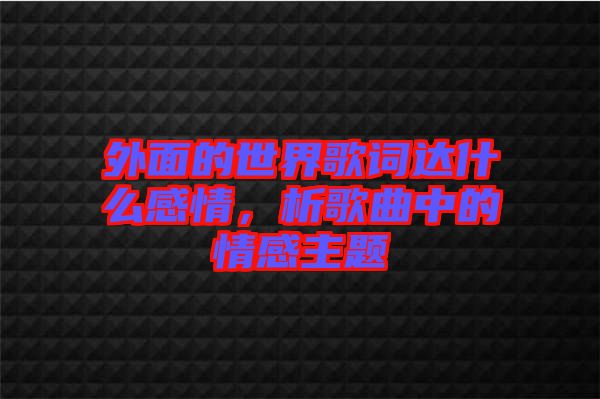 外面的世界歌詞達什么感情，析歌曲中的情感主題