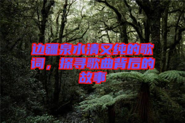 邊疆泉水清又純的歌詞，探尋歌曲背后的故事