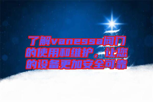 了解vanessa閥門(mén)的使用和維護(hù)，讓您的設(shè)備更加安全可靠