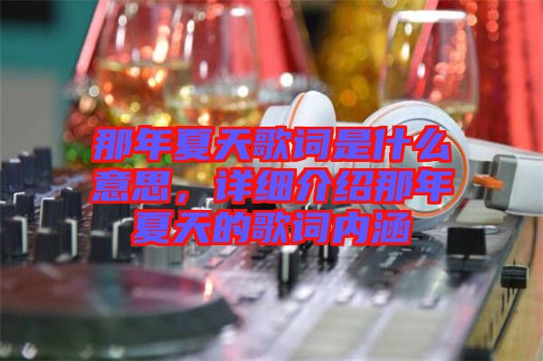 那年夏天歌詞是什么意思，詳細介紹那年夏天的歌詞內涵