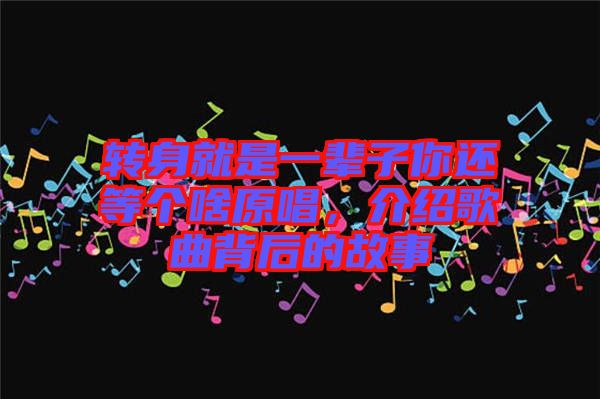 轉身就是一輩子你還等個啥原唱，介紹歌曲背后的故事