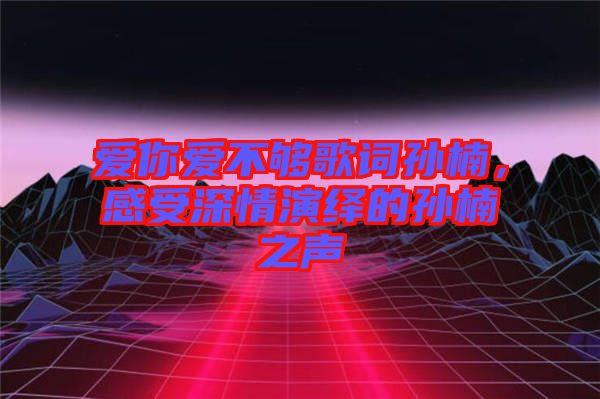 愛你愛不夠歌詞孫楠，感受深情演繹的孫楠之聲