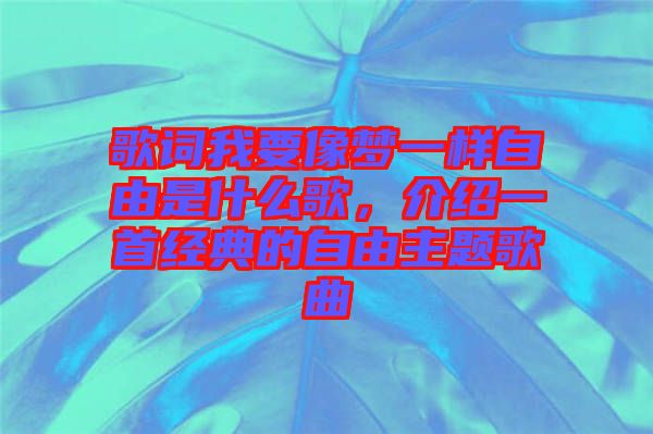 歌詞我要像夢一樣自由是什么歌，介紹一首經典的自由主題歌曲