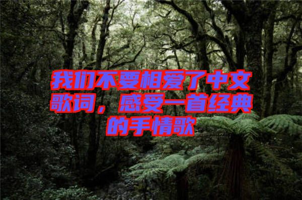 我們不要相愛了中文歌詞，感受一首經(jīng)典的手情歌