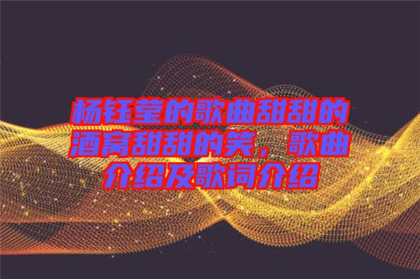 楊鈺瑩的歌曲甜甜的酒窩甜甜的笑，歌曲介紹及歌詞介紹