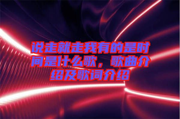 說走就走我有的是時間是什么歌，歌曲介紹及歌詞介紹