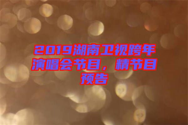 2019湖南衛(wèi)視跨年演唱會(huì)節(jié)目，精節(jié)目預(yù)告