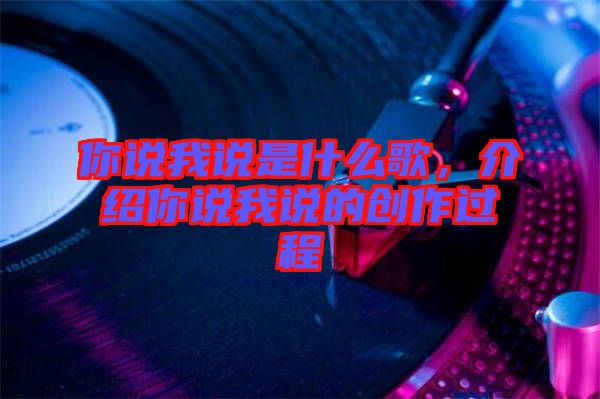 你說我說是什么歌，介紹你說我說的創(chuàng)作過程