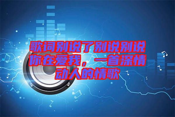 歌詞別說了別說別說你在愛我，一首深情動人的情歌