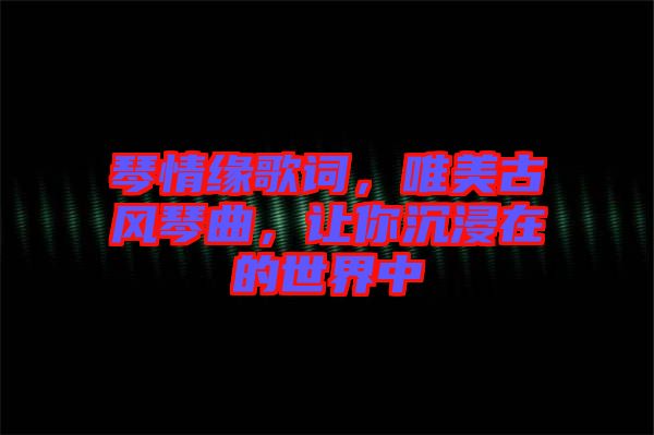 琴情緣歌詞，唯美古風琴曲，讓你沉浸在的世界中