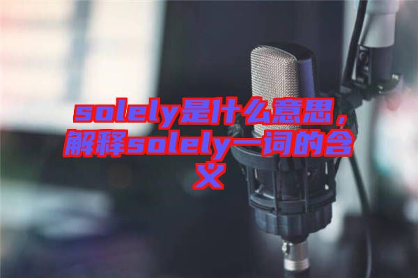 solely是什么意思，解釋solely一詞的含義