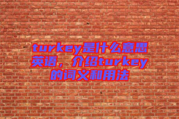 turkey是什么意思英語(yǔ)，介紹turkey的詞義和用法