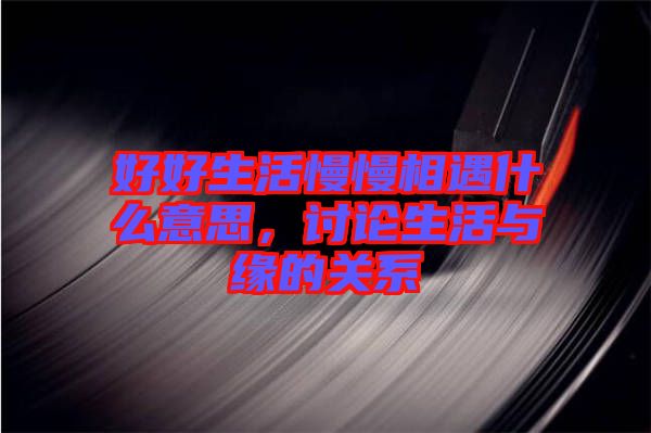 好好生活慢慢相遇什么意思，討論生活與緣的關系