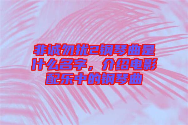 非誠勿擾2鋼琴曲是什么名字，介紹電影配樂中的鋼琴曲