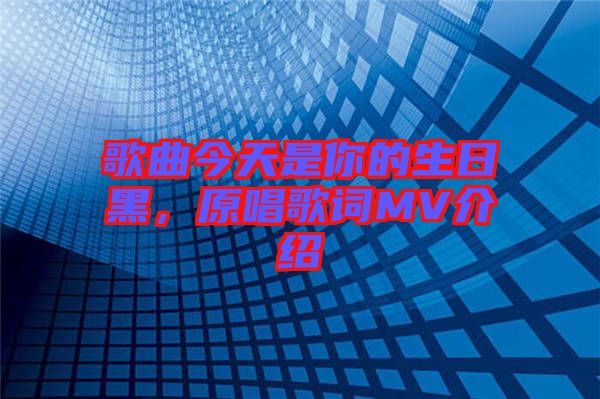 歌曲今天是你的生日黑，原唱歌詞MV介紹