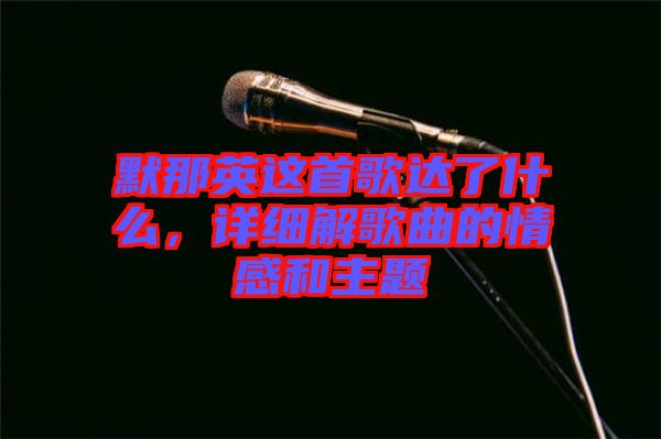 默那英這首歌達了什么，詳細(xì)解歌曲的情感和主題