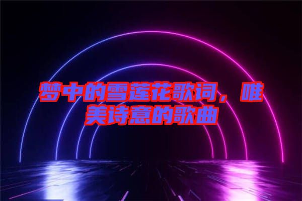 夢中的雪蓮花歌詞，唯美詩意的歌曲