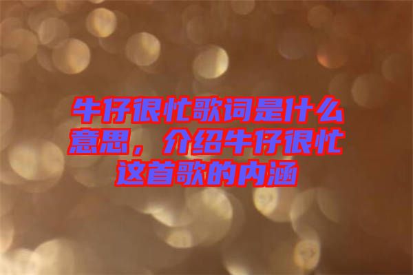 牛仔很忙歌詞是什么意思，介紹牛仔很忙這首歌的內涵