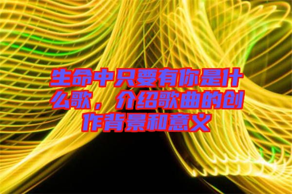 生命中只要有你是什么歌，介紹歌曲的創作背景和意義