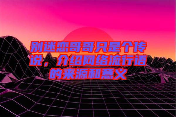 別迷戀哥哥只是個傳說，介紹網絡流行語的來源和意義