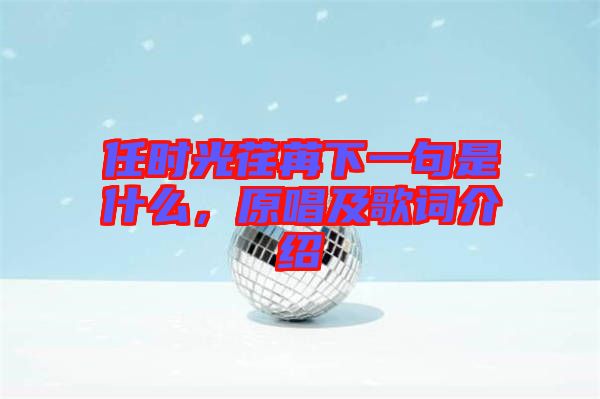 任時(shí)光荏苒下一句是什么，原唱及歌詞介紹