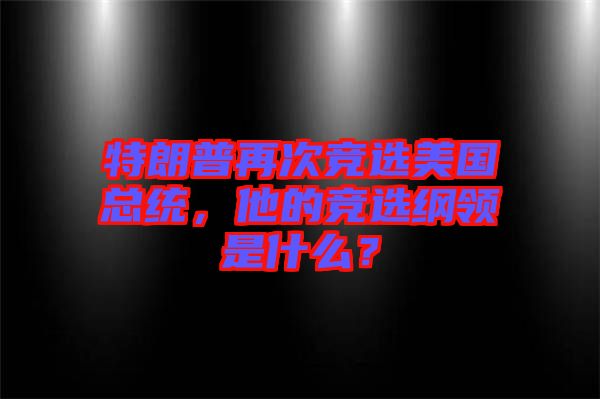 特朗普再次競選美國總統，他的競選綱領是什么？