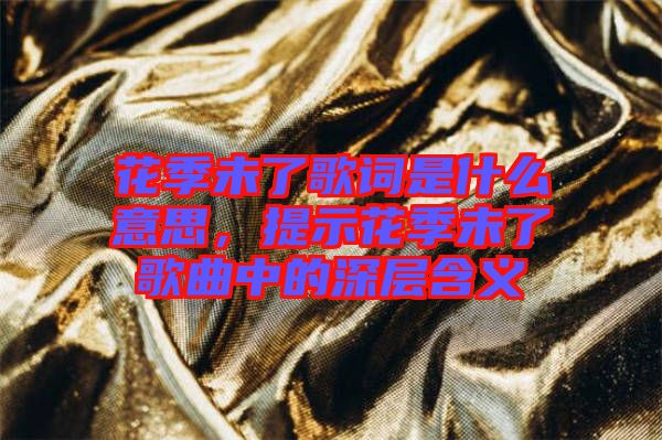 花季未了歌詞是什么意思，提示花季未了歌曲中的深層含義