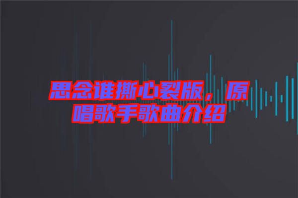 思念誰撕心裂版，原唱歌手歌曲介紹