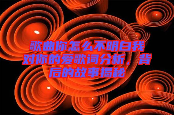 歌曲你怎么不明白我對你的愛歌詞分析，背后的故事揭秘