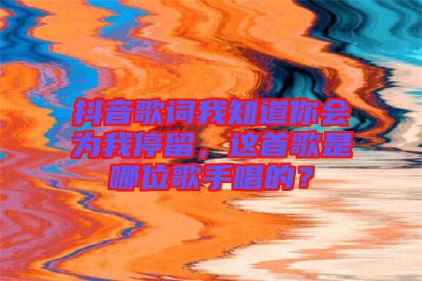 抖音歌詞我知道你會(huì)為我停留，這首歌是哪位歌手唱的？