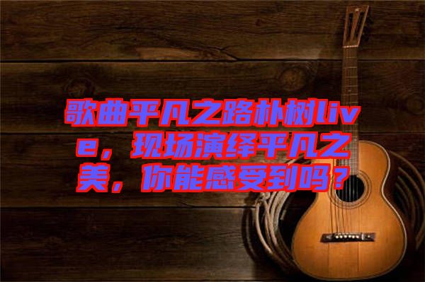 歌曲平凡之路樸樹live，現(xiàn)場(chǎng)演繹平凡之美，你能感受到嗎？