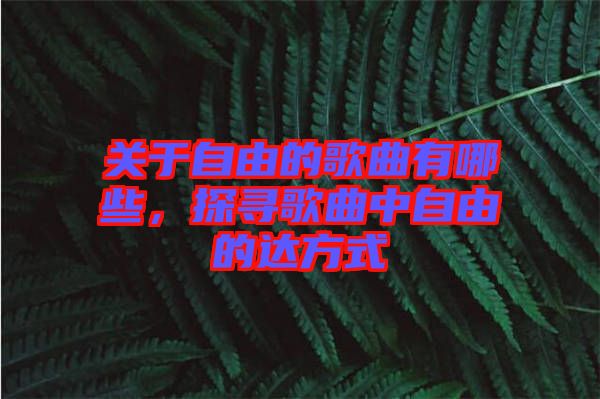 關(guān)于自由的歌曲有哪些，探尋歌曲中自由的達(dá)方式