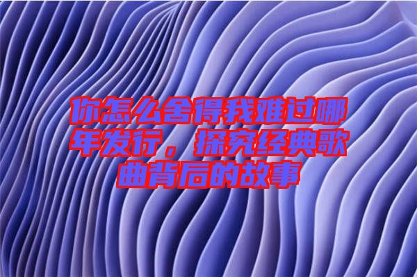 你怎么舍得我難過哪年發(fā)行，探究經(jīng)典歌曲背后的故事